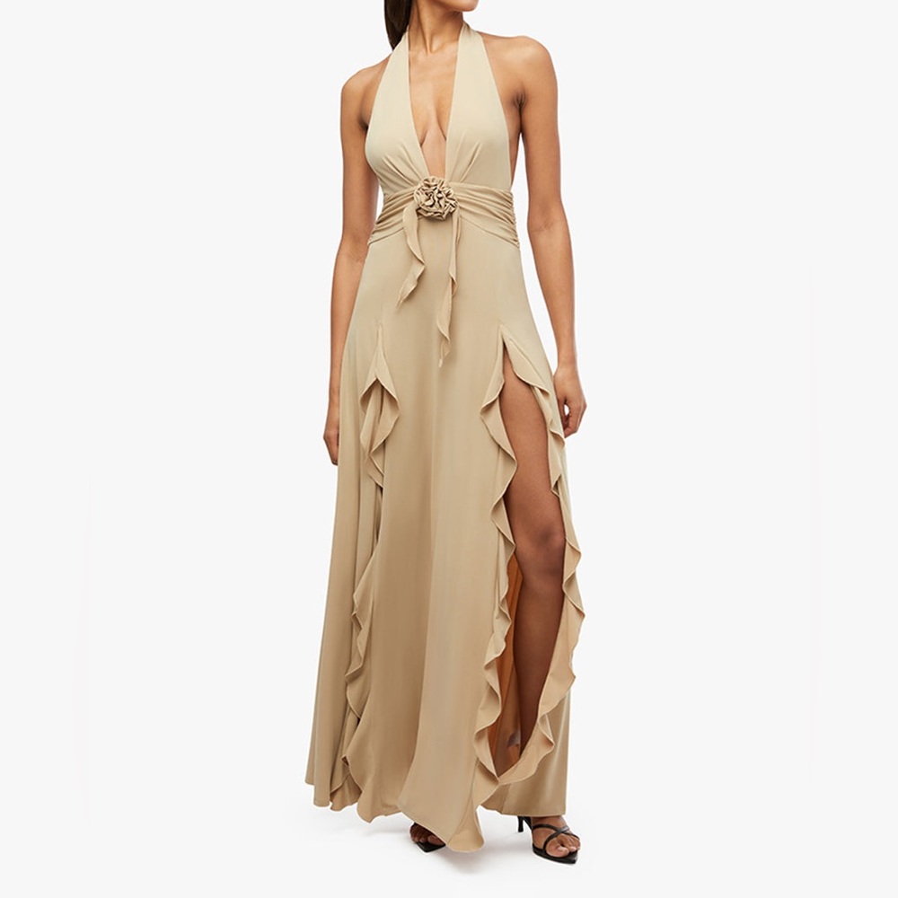 WeWoreWhat Halter Ruffle Maxi Dress - Never Worn